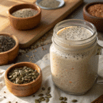 bariatric seed drink recipe in mason jar with chia flax hemp pumpkin