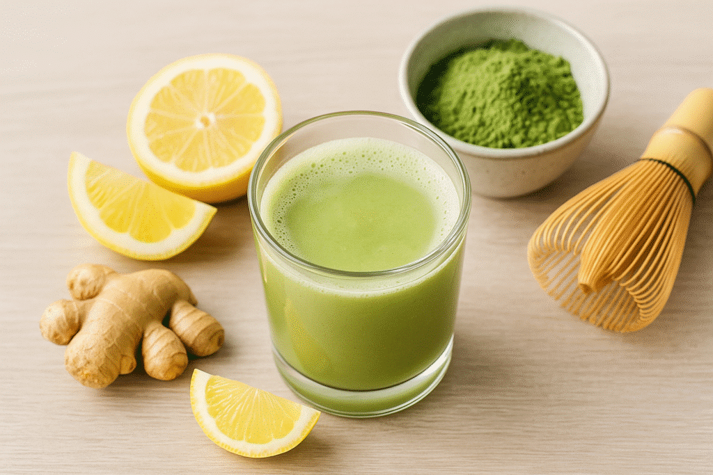 Japanese Mounjaro Recipe – Restore Calm Energy After 30 Naturally 4 Japanese Mounjaro recipe drink with matcha, lemon, and fermented citrus