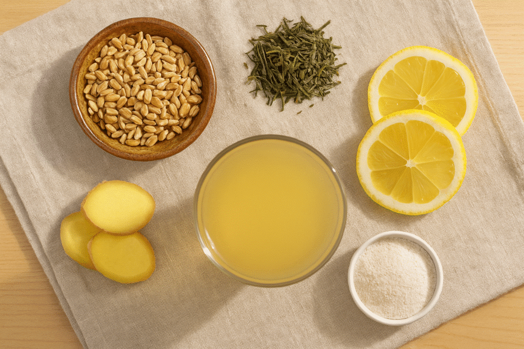 Ingredients for Mounjaro Magnesium Mocktail – lemon, mint, and magnesium