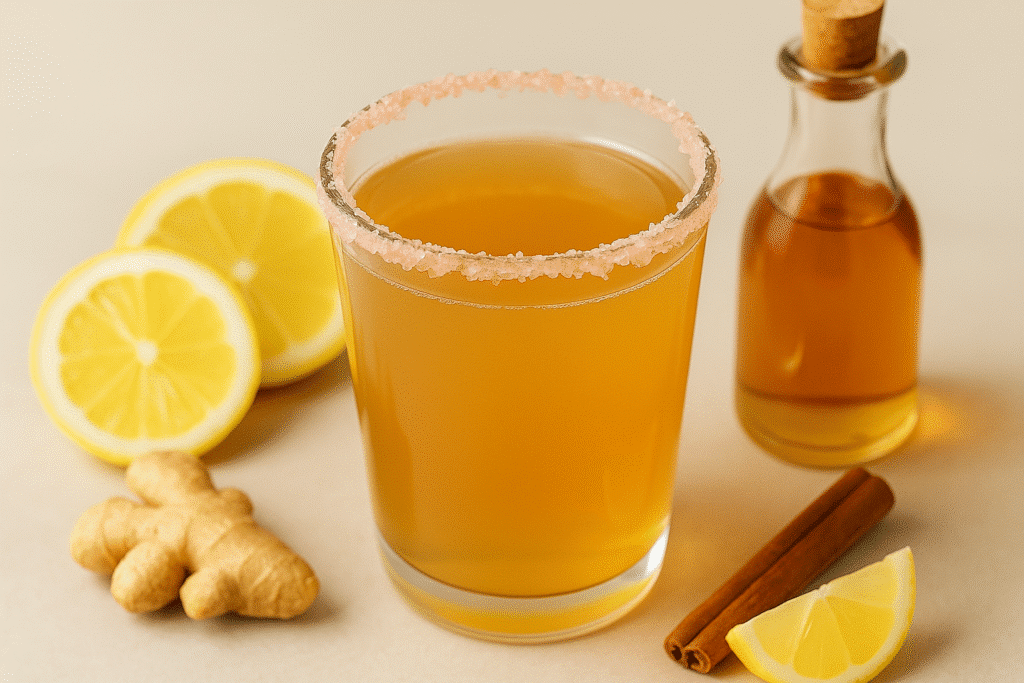 natural zepbound drink with pink salt lemon ginger and ACV