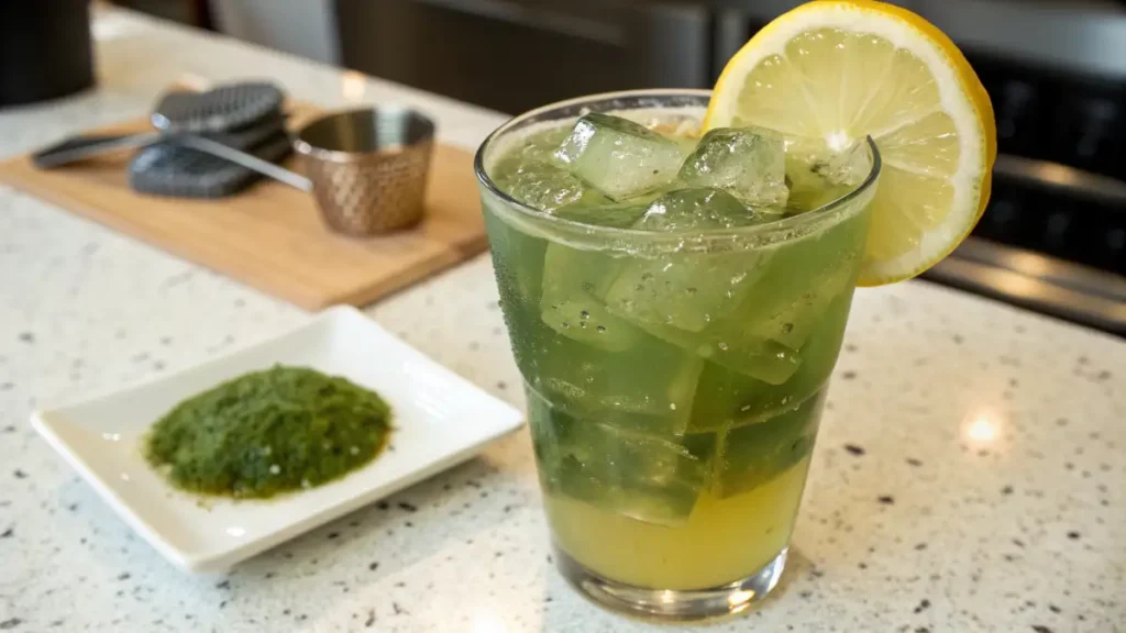 Japanese Mounjaro Drink Guide 2025: Benefits, Recipe & Daily Reset Japanese Mounjaro drink japanese mounjaro drink with lemon and matcha on kitchen counter