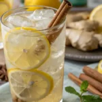 Zepbound Drink Reset in glass with lemon, ginger, cinnamon