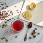 Tea Glow-Up: Beauty Tea Blend Recipe for Radiant Skin tea glow-up glow-up tea recipe card with hibiscus and collagen