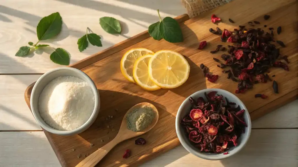 Tea Glow-Up: Beauty Tea Blend Recipe for Radiant Skin tea glow-up hibiscus rosehip tea benefits with collagen ingredients