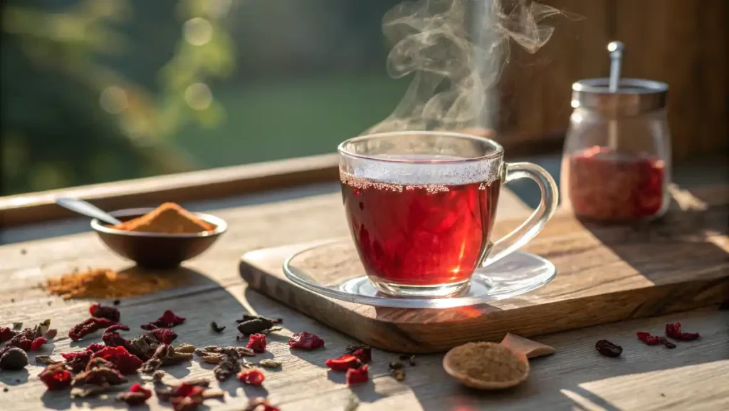 Tea Glow-Up: Beauty Tea Blend Recipe for Radiant Skin tea glow-up tea glow-up with hibiscus rosehip and collagen